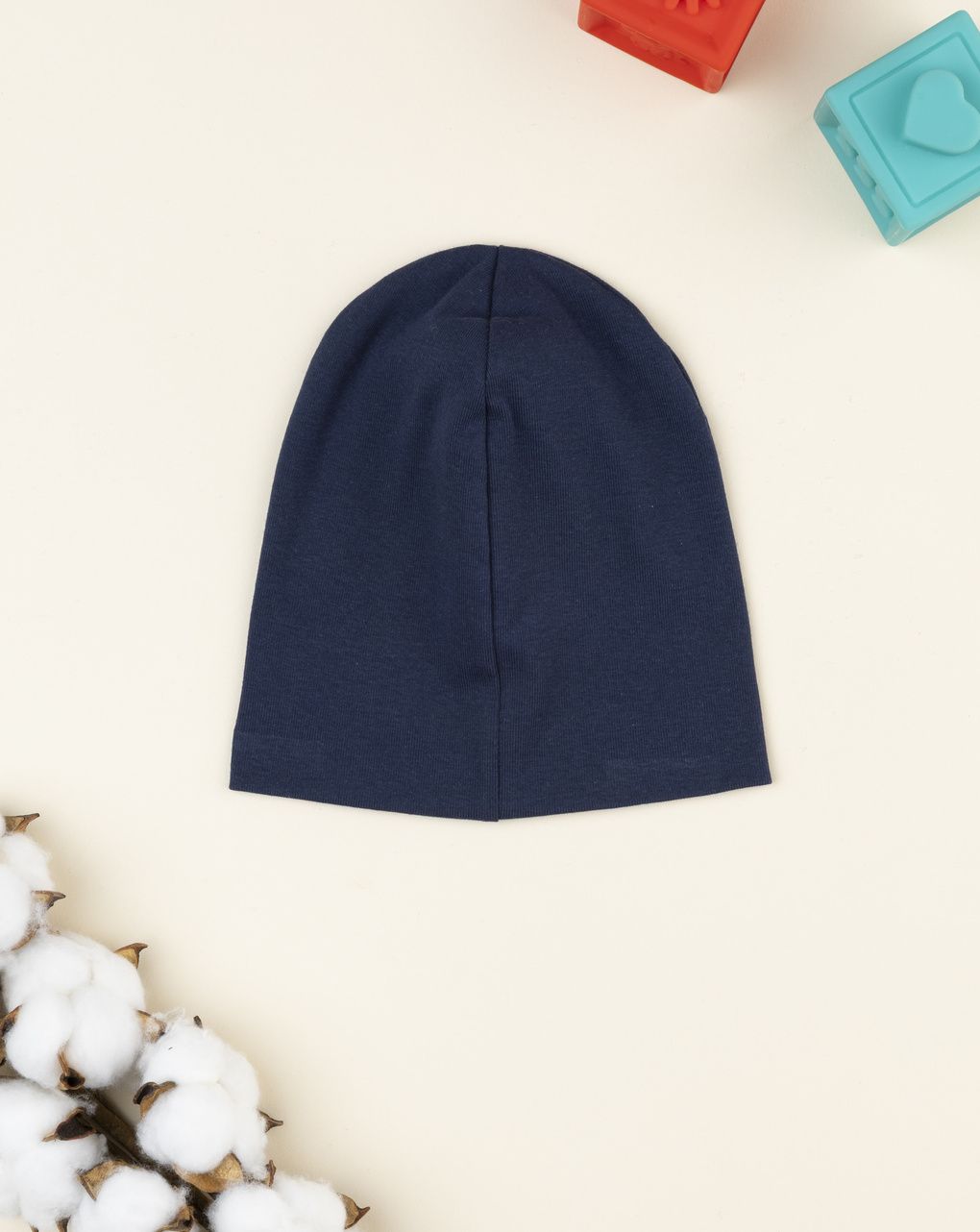 Berretto bambino blu scuro patch orso