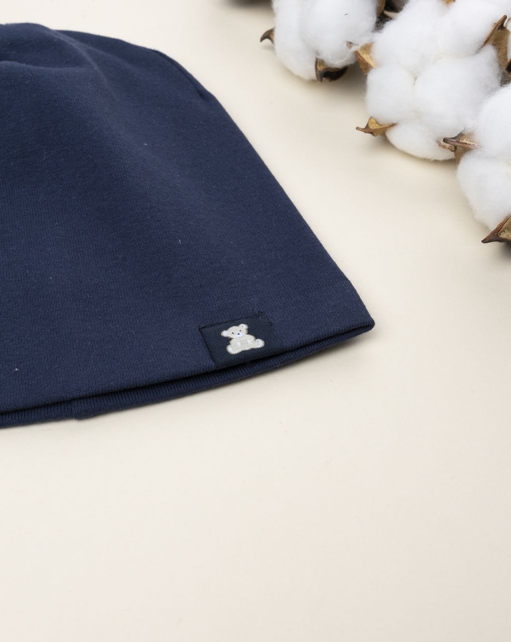 Berretto bambino blu scuro patch orso