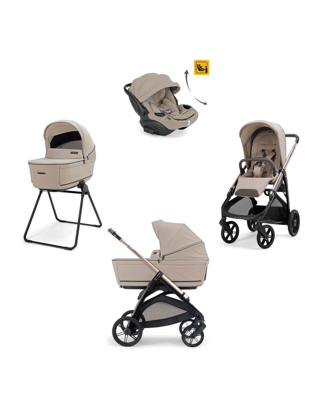Aptica system quattro - vicuna beige con telaio palladio e seggiolino auto darwin infant recline evo - inglesina