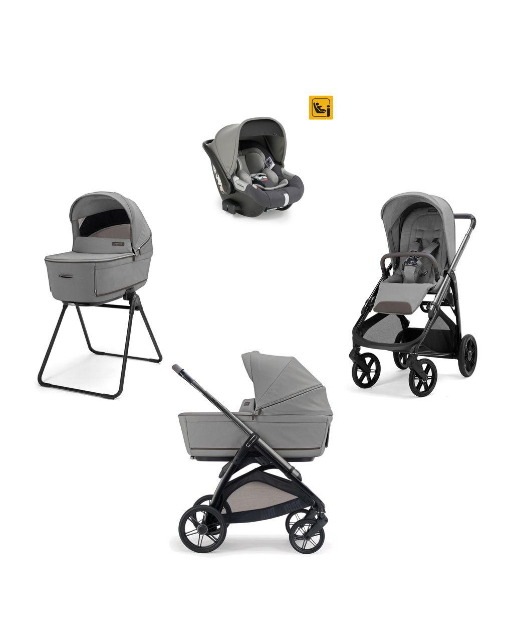 Aptica system quattro - crystal grey con telaio litio e seggiolino auto darwin infant - inglesina