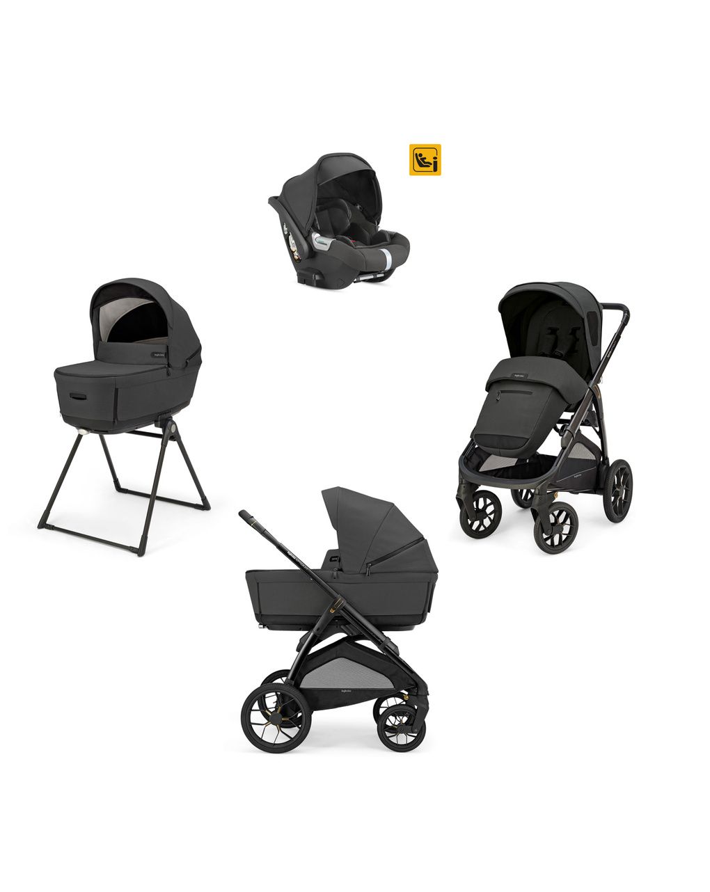 Aptica xt system quattro - magnet grey con telaio nero e seggiolino auto darwin infant - inglesina