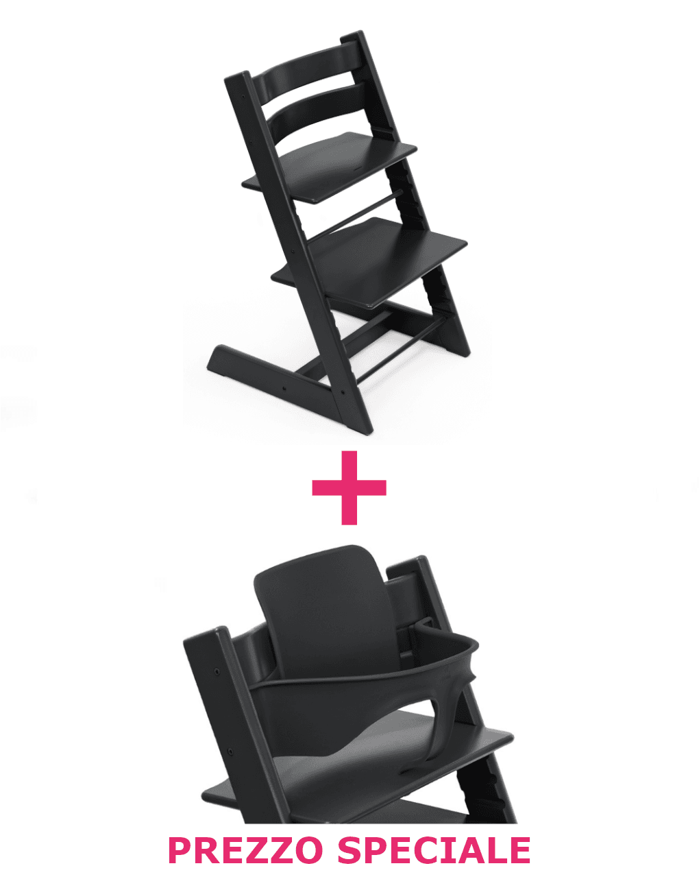 Tripp trapp® nero + babyset – personalizzabile – stokke®