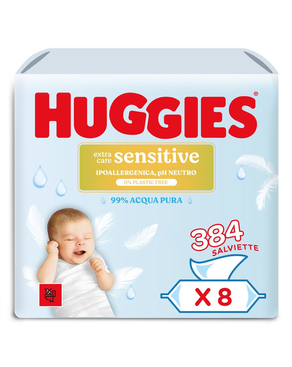 Salviette extra care sensitive 8x48 pezzi - huggies