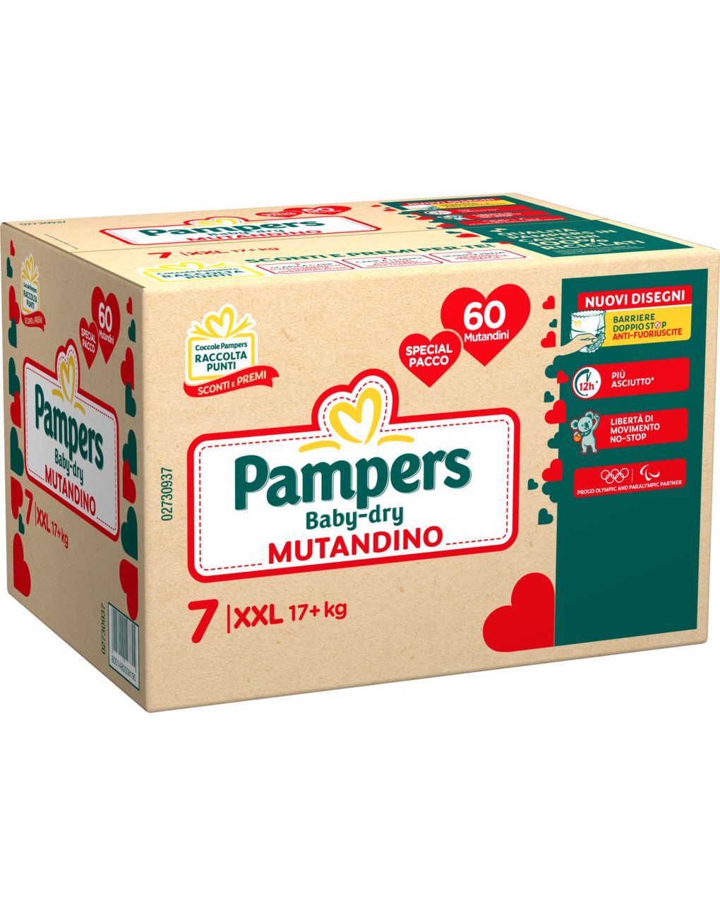 Pannolino baby dry mutandino special xxl x60 taglia 7 xxl 17+kg - pampers