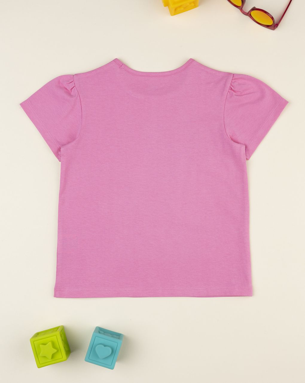 T-shirt fucsia mezza manica bambina con stampa