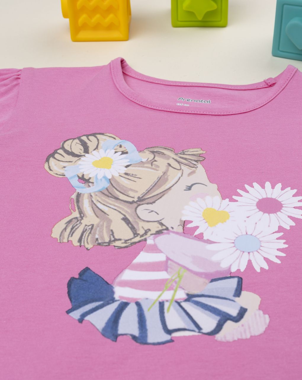 T-shirt fucsia mezza manica bambina con stampa
