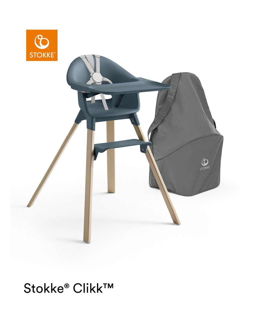 Seggiolone clikk™ high chair - fjord blue - stokke