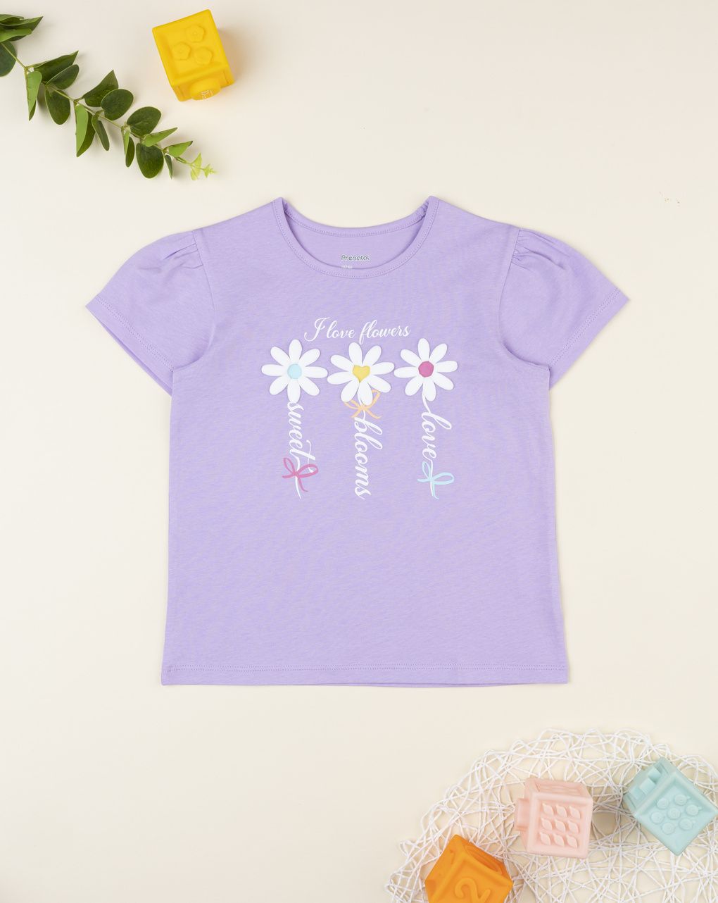 T-shirt lilla bambina margherite