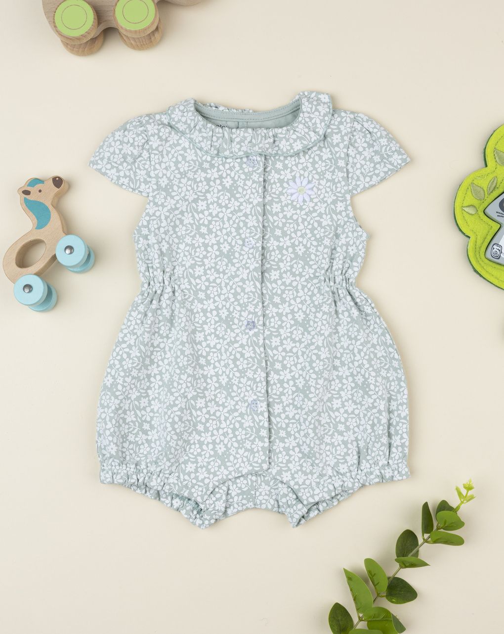 Pagliaccetto bimba verde con allover