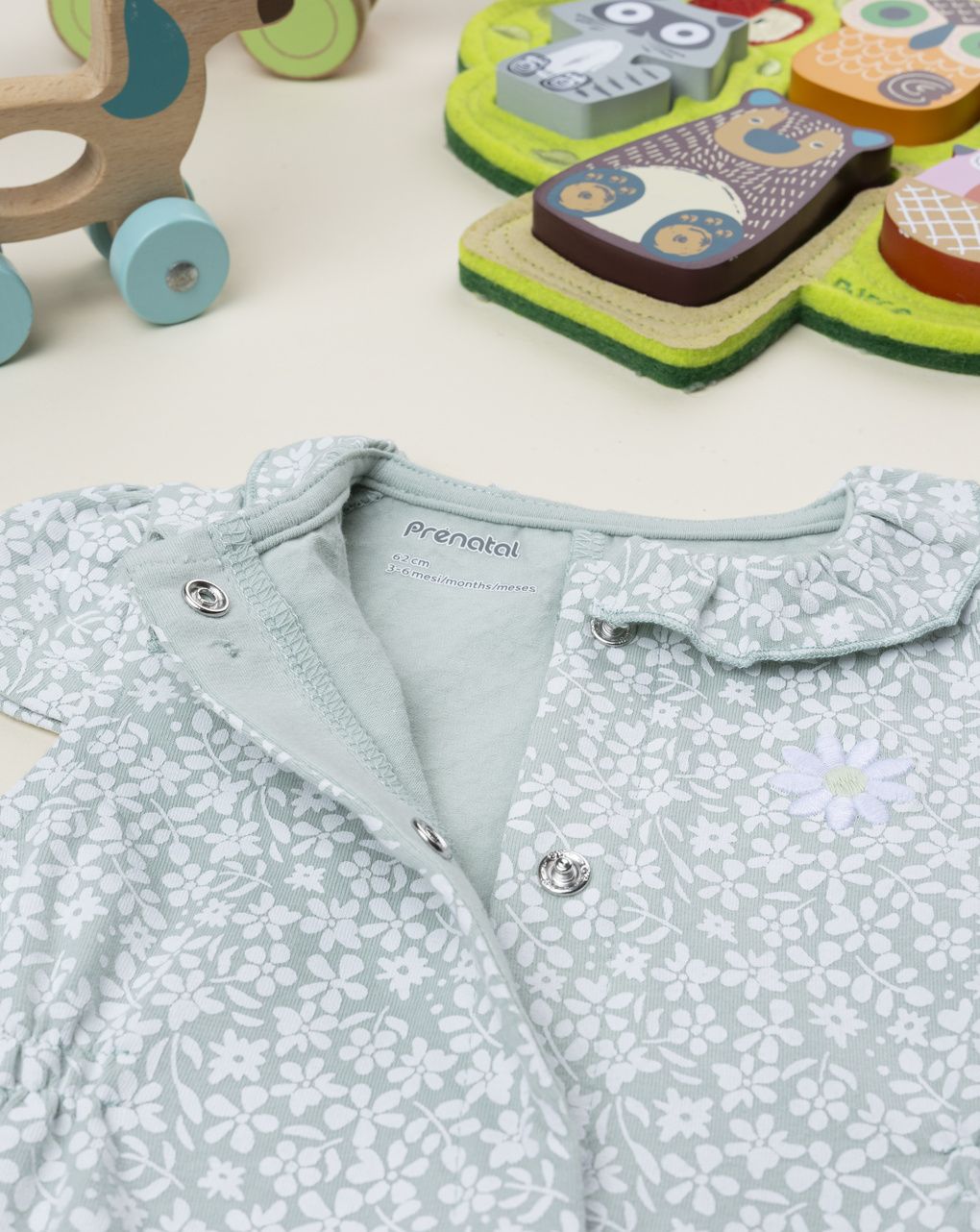 Pagliaccetto bimba verde con allover