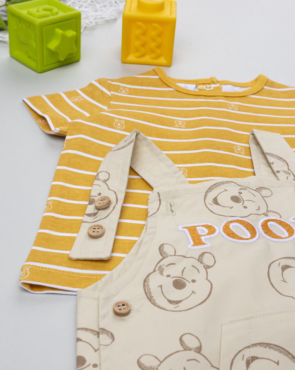 Completo salopette giallo bimbo winnie the pooh