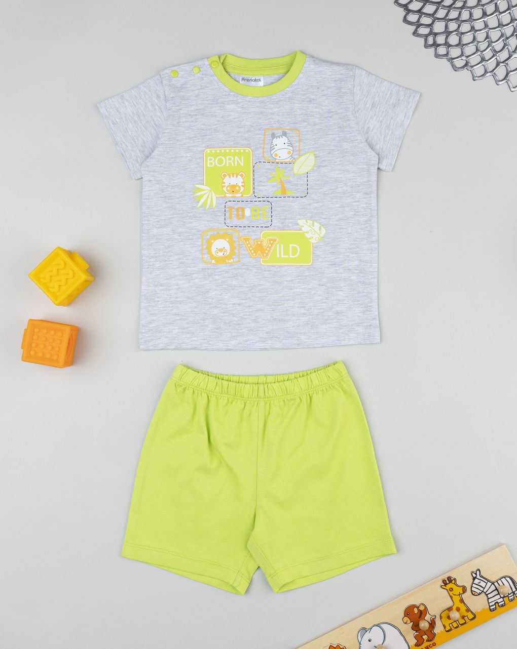 Pigiama bimbo grigio/verde