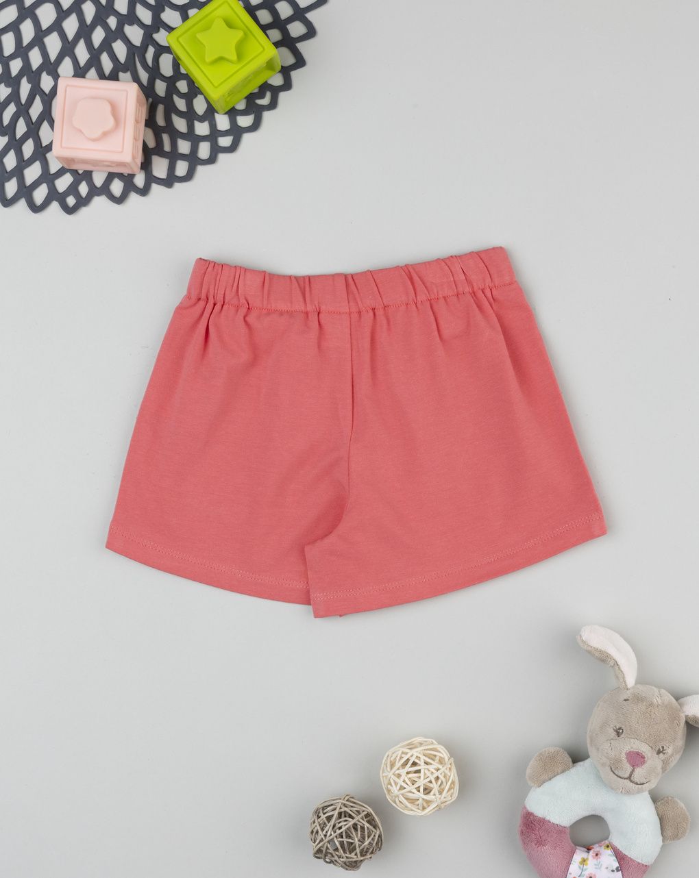 Shorts bimba corallo scritta