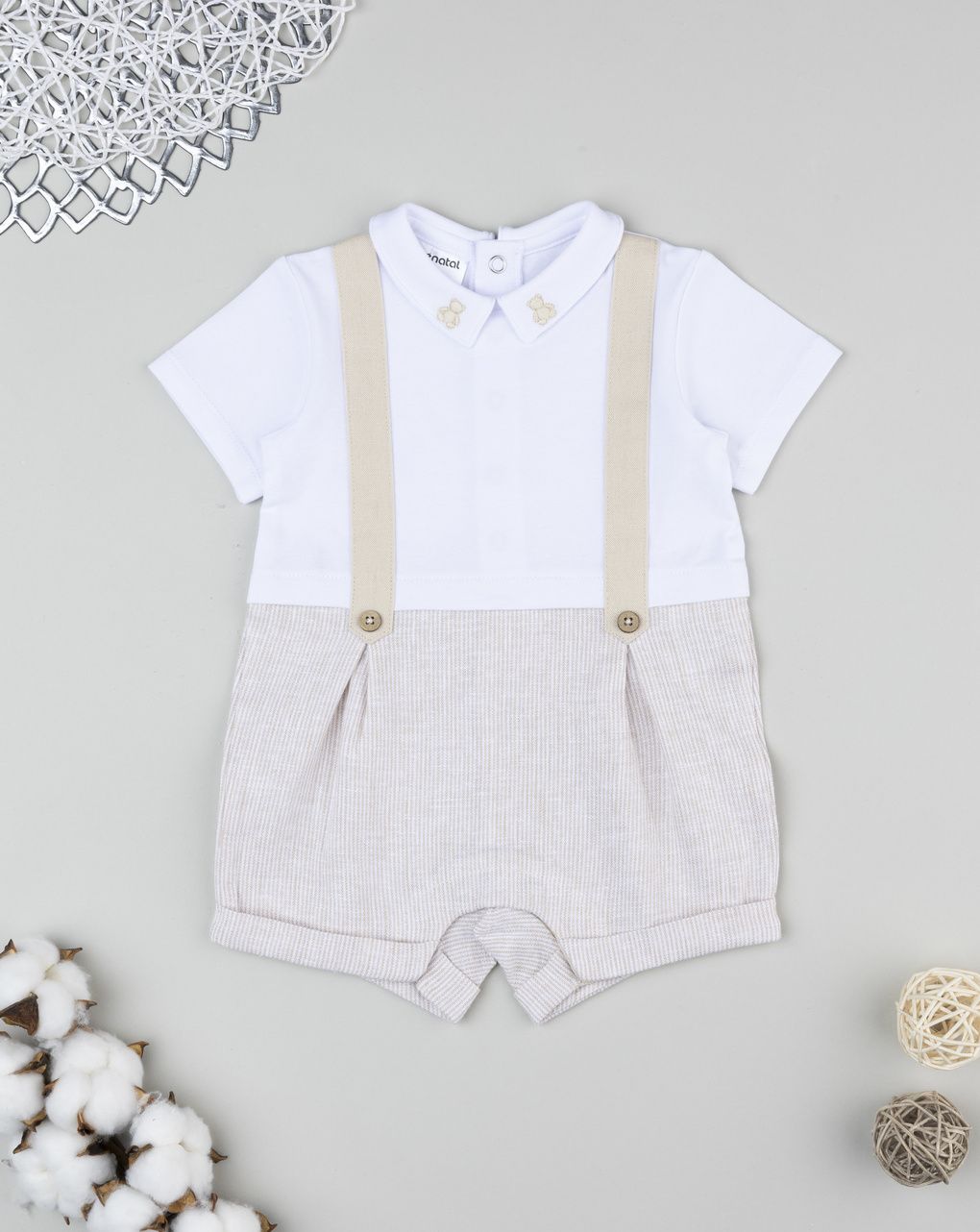 Tutina bimbo beige effetto doppio