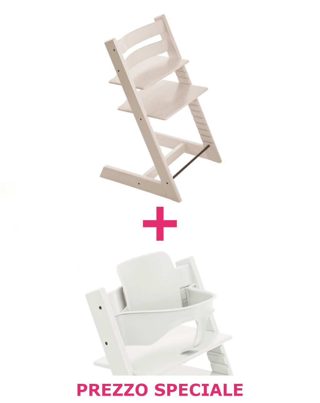 Tripp trapp® sbiancato + babyset bianco – personalizzabile – stokke®