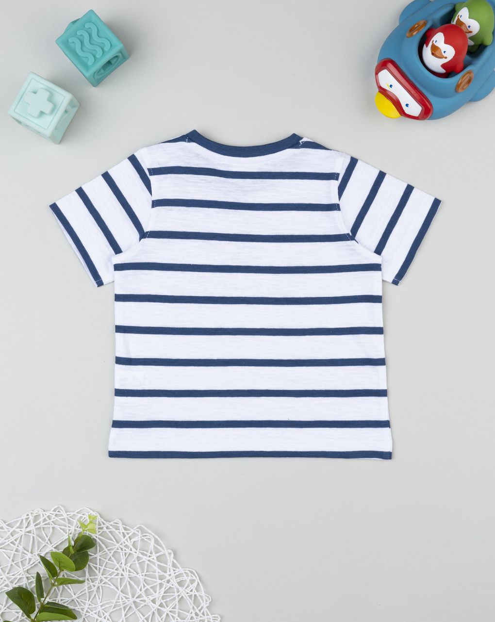 T-shirt rigata bianco/blu "team league"