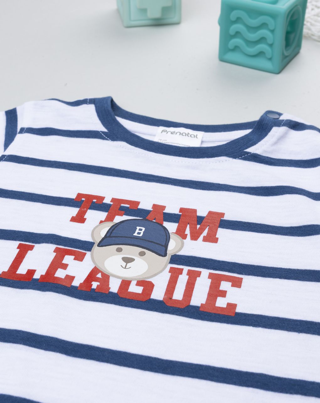 T-shirt rigata bianco/blu "team league"