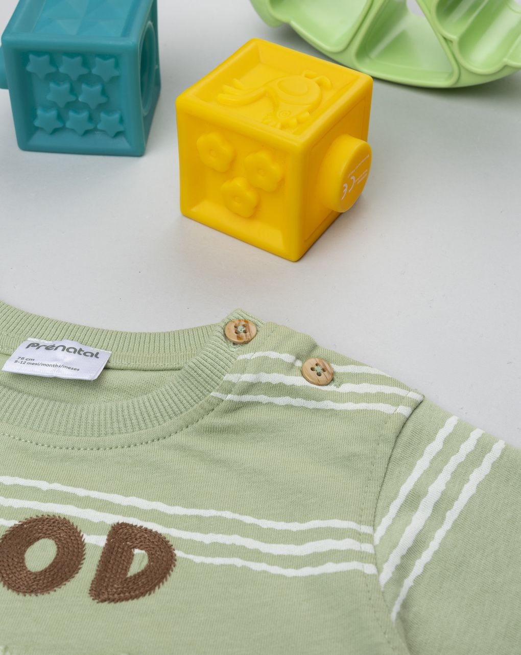 T-shirt verde rigata "good wave"