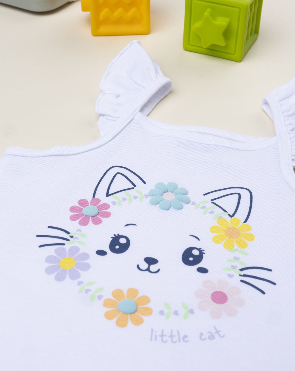 Canotta bimba bianca stampa gattino