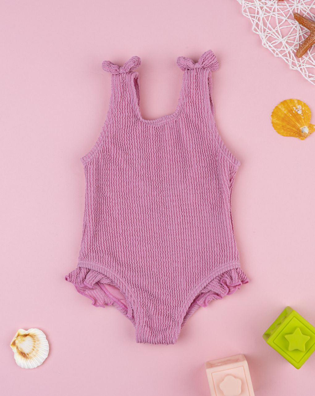 Costume intero bimba rosa con lurex