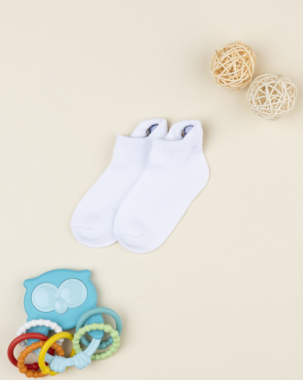 Calze corte bambino bianche con ricamo