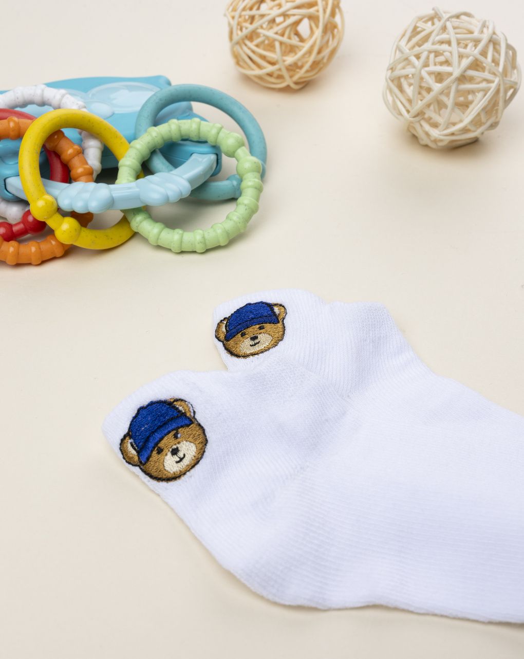 Calze corte bambino bianche con ricamo