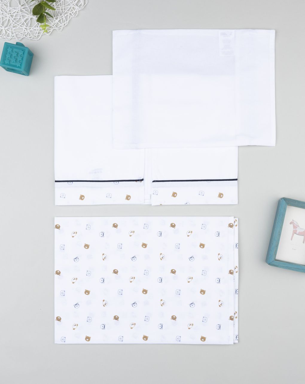 Completo 3 pz culla/carrozzina animaletti