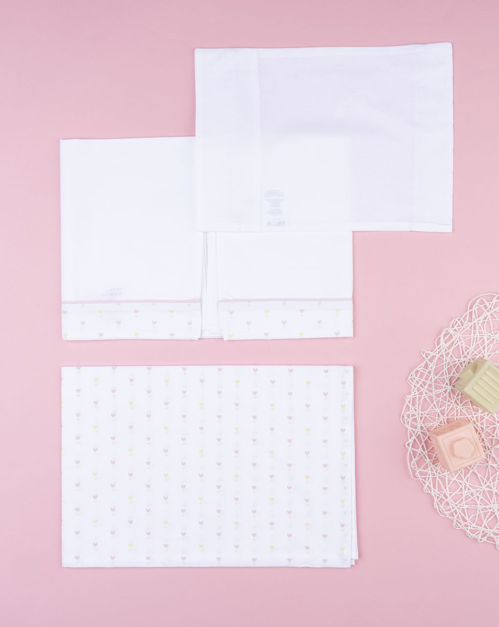 Set 3 pz culla/carrozzina fiori bimba