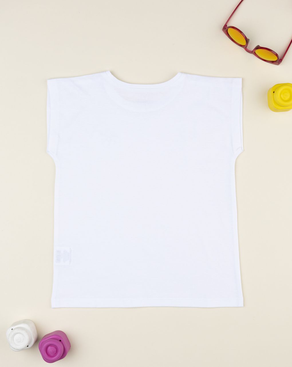 T-shirt bianca bambina ricamo fiore