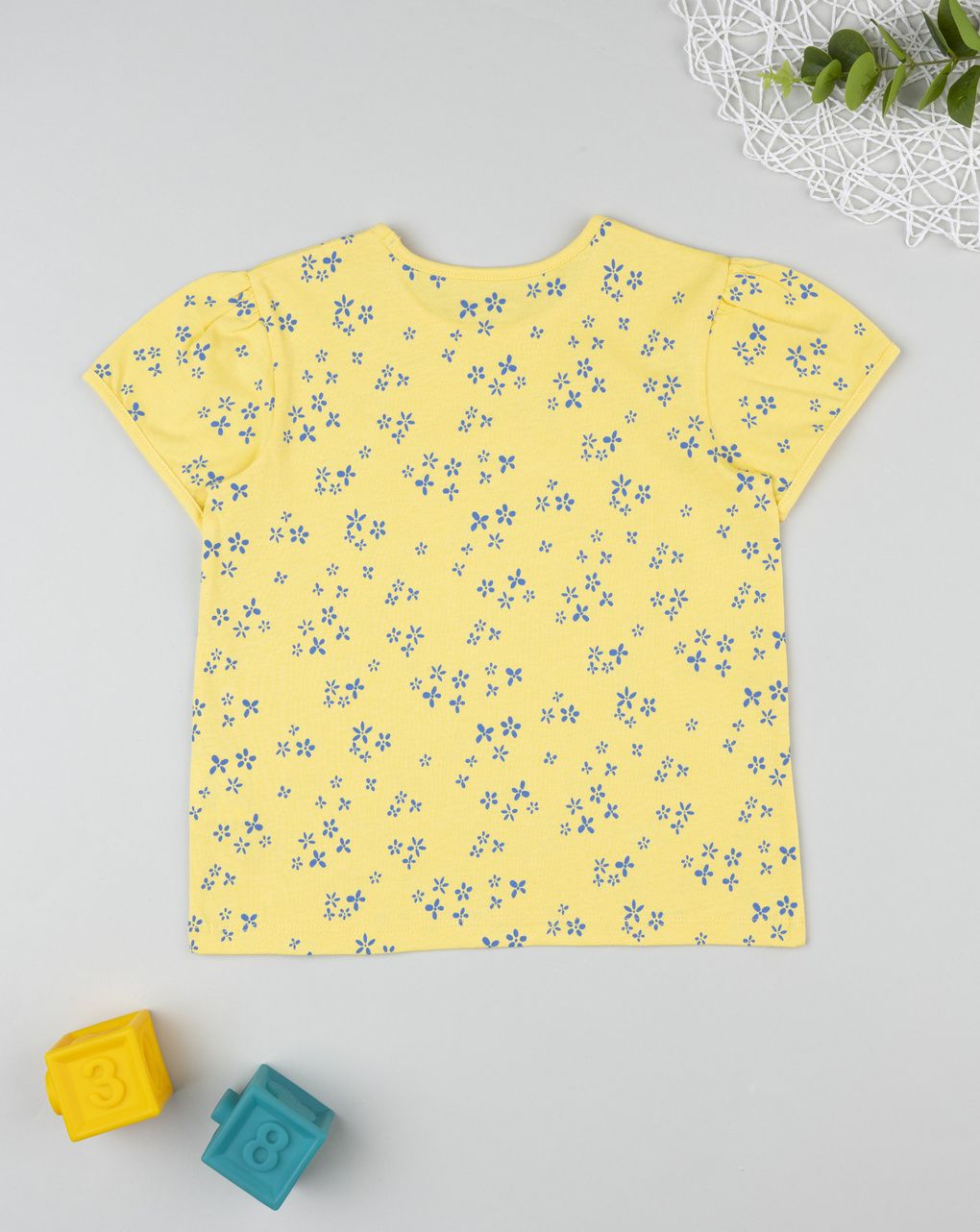 T-shirt maniche corte bambina gialla fiori allover