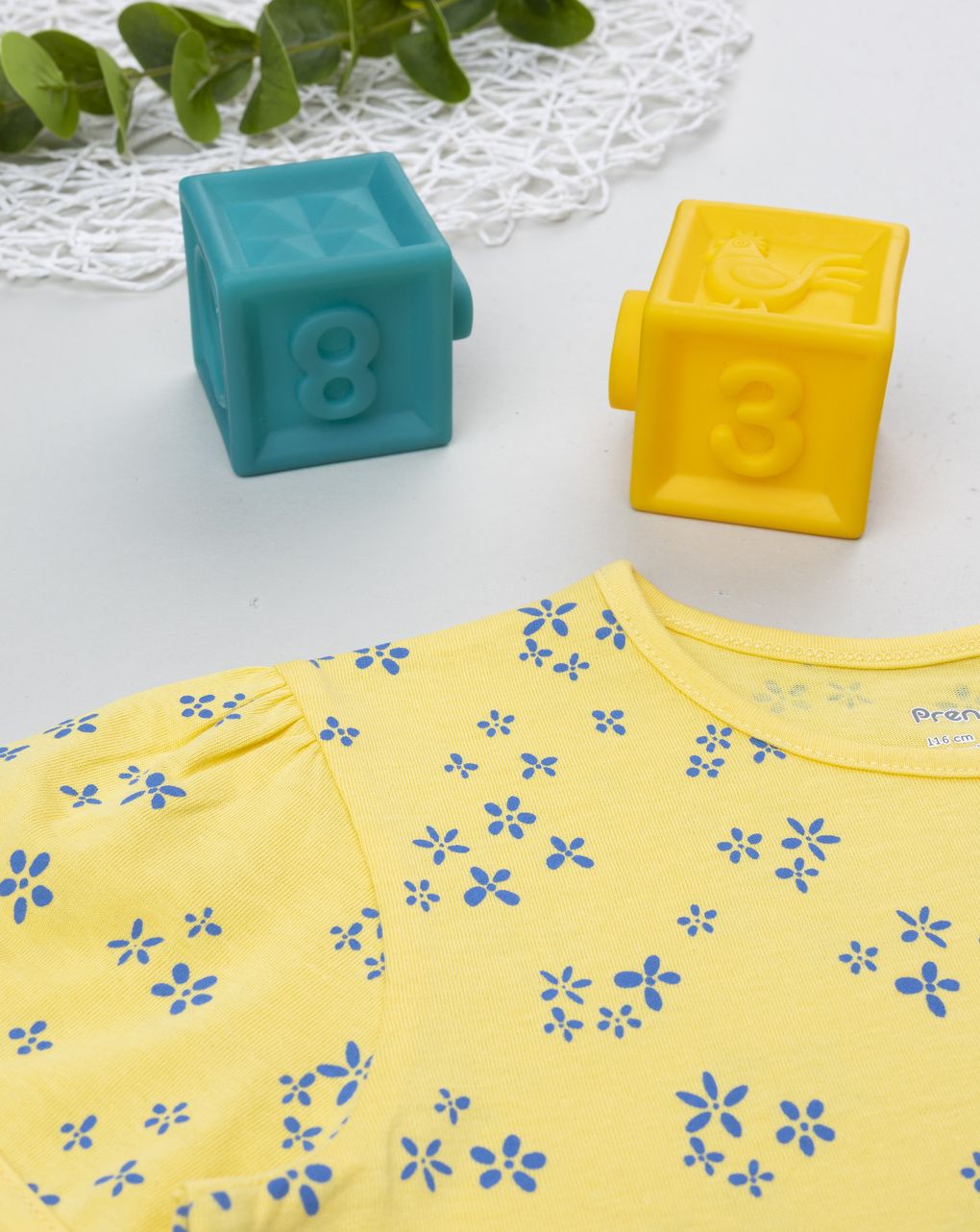 T-shirt maniche corte bambina gialla fiori allover