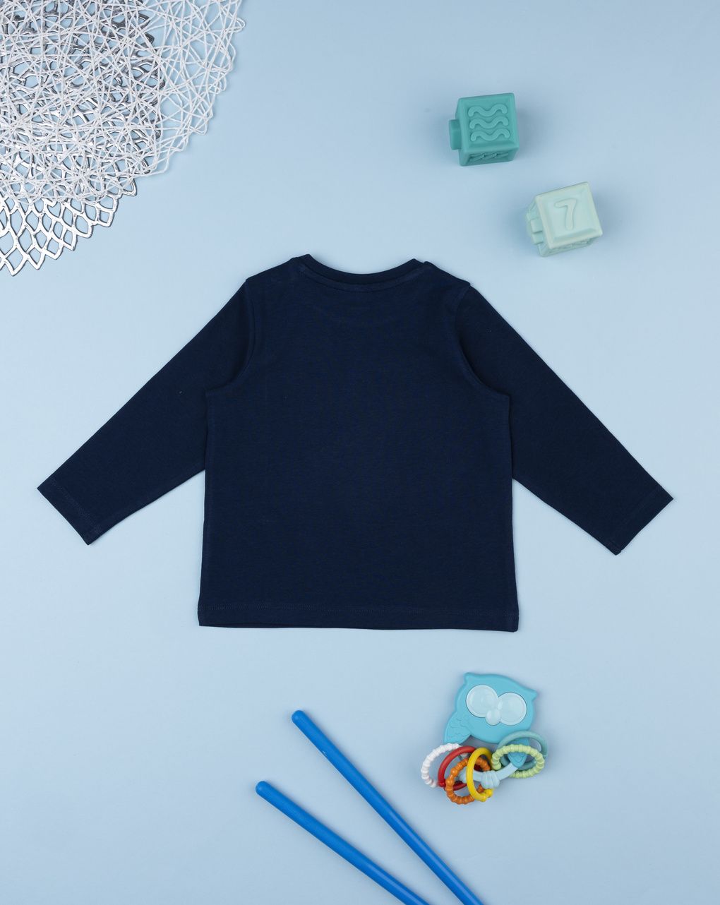 T-shirt bimbo blu notte stampa dinosauro