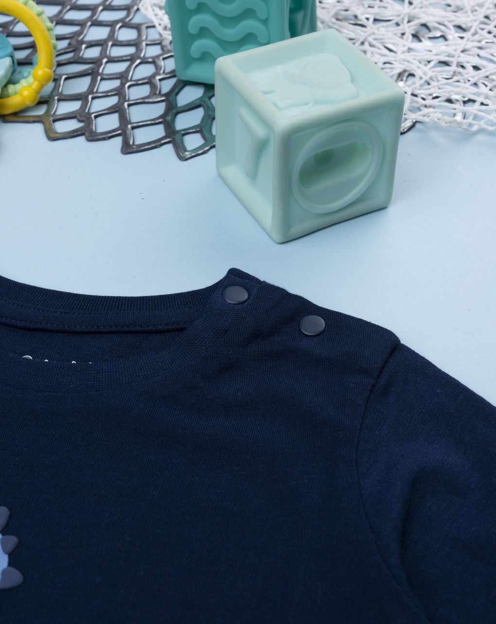 T-shirt bimbo blu notte stampa dinosauro