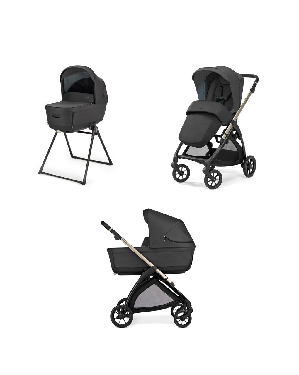 Electa system duo colore upper black con telaio iridio black - inglesina