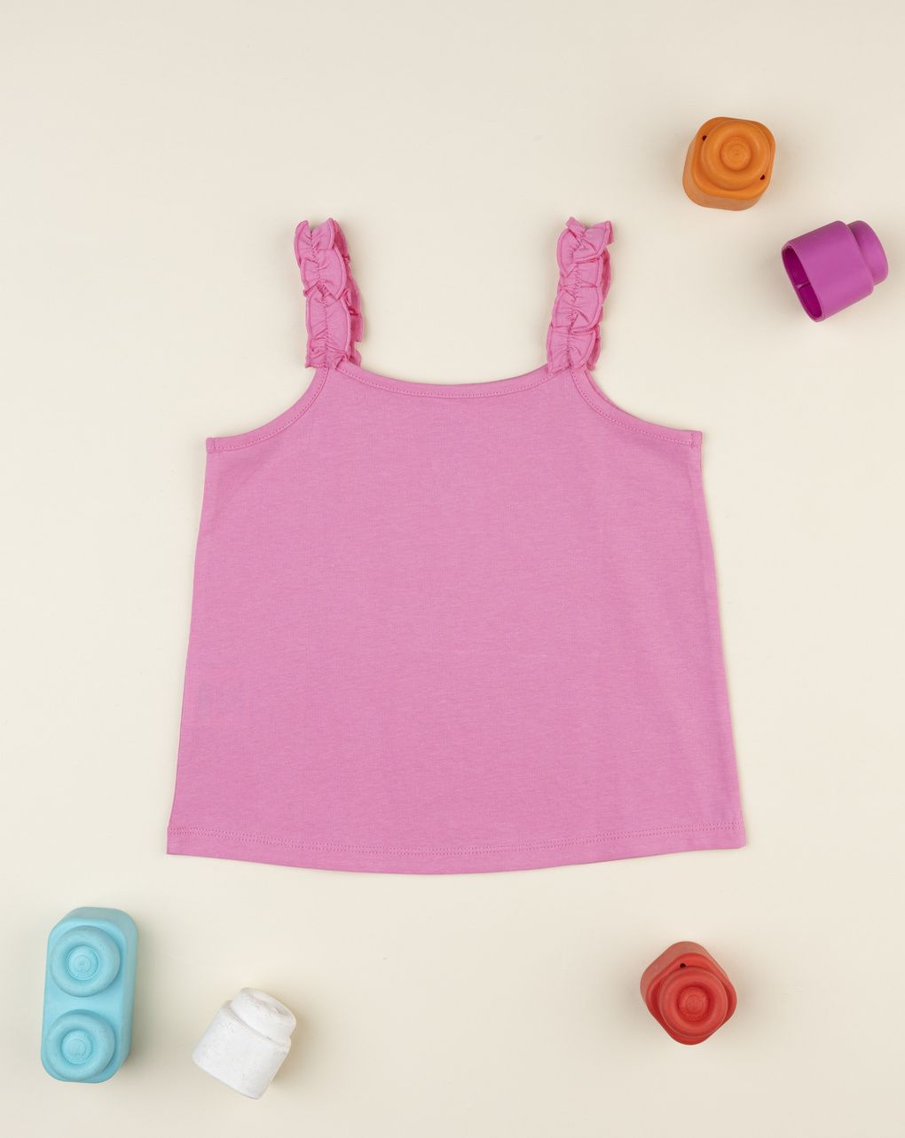 Canotta rosa bambina rouches spalline