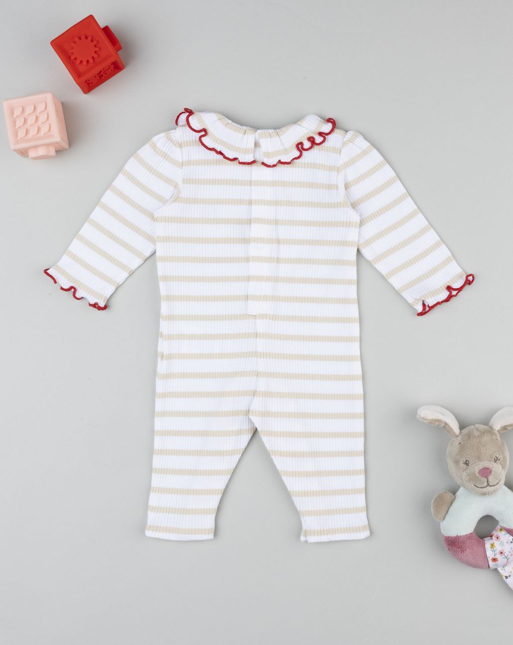 Tutina neonata a costine rigata