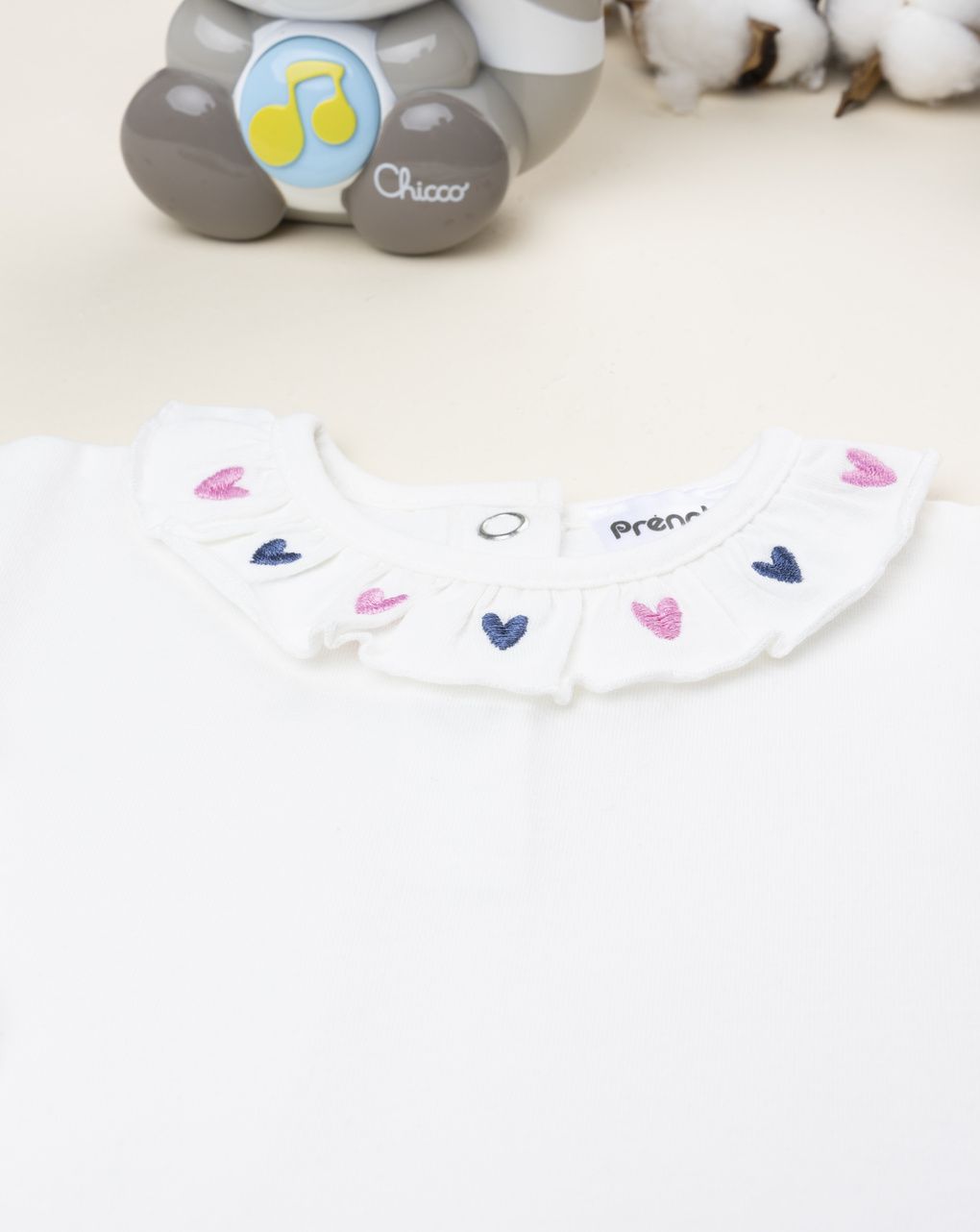 Body bimba bianco colletto ricamato