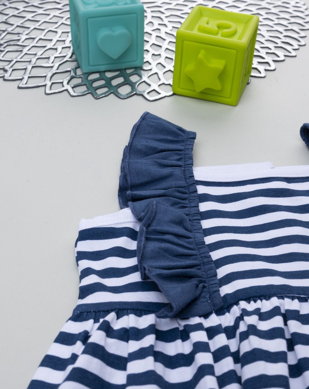 Abito bimba beachwear righe bianco/blu