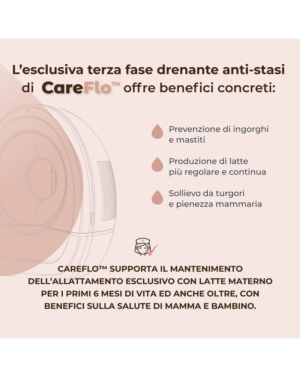 Tiralatte elettrico indossabile singolo materno flow a 3 fasi - 1264w - nuvita