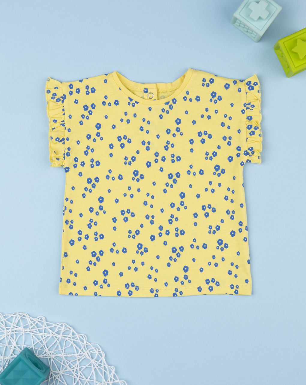 T-shirt gialla maniche frill bimba
