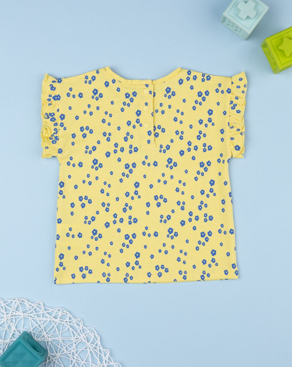 T-shirt gialla maniche frill bimba