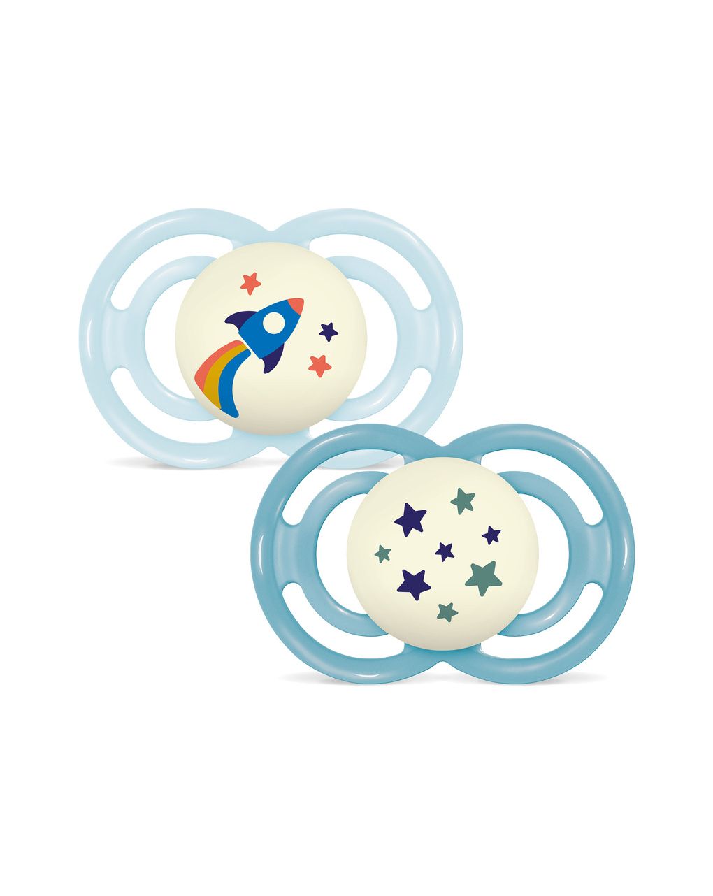 Succhietto perfect night confezione doppia 16+ mesi con porta ciuccio - azzurro - mam