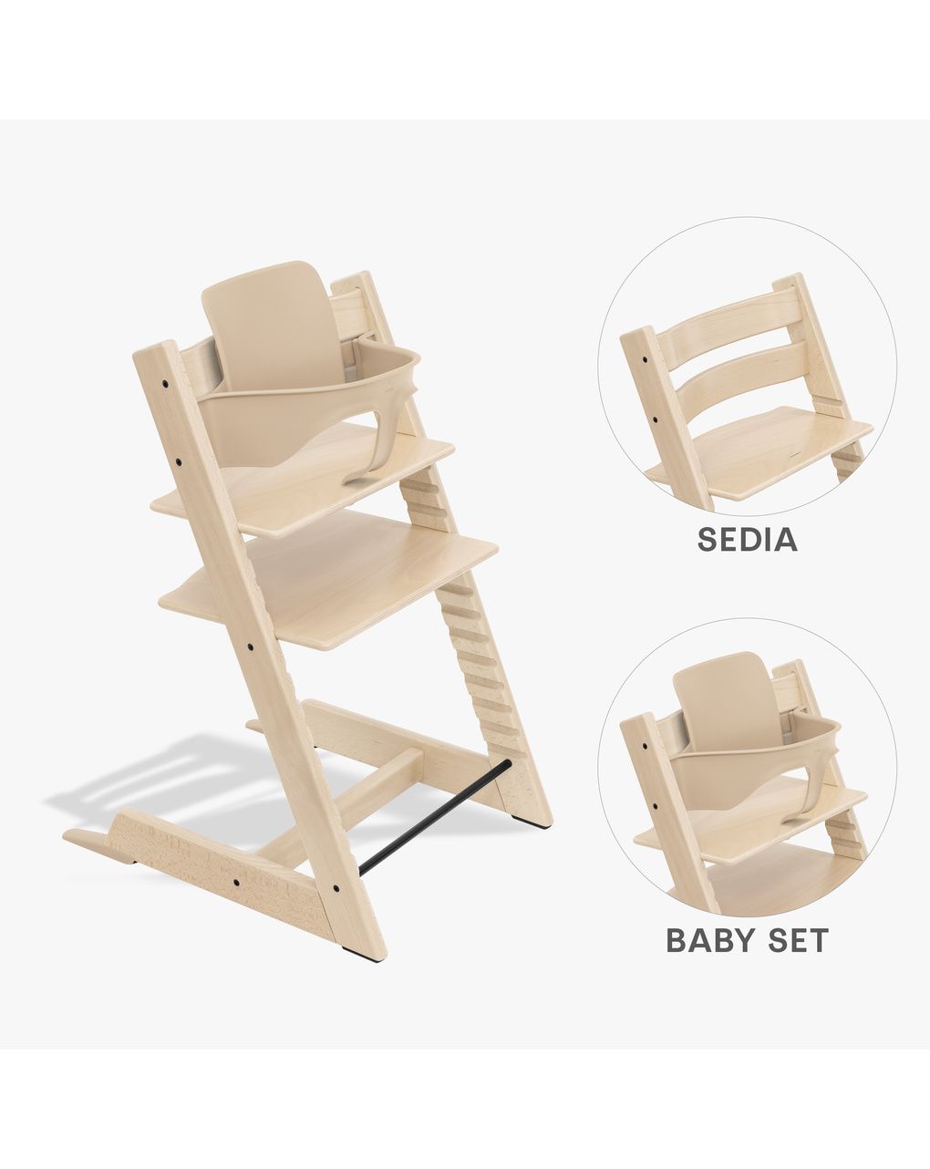Pack seggiolone tripp trapp® naturale sedia + babyset - personalizzabile - stokke®