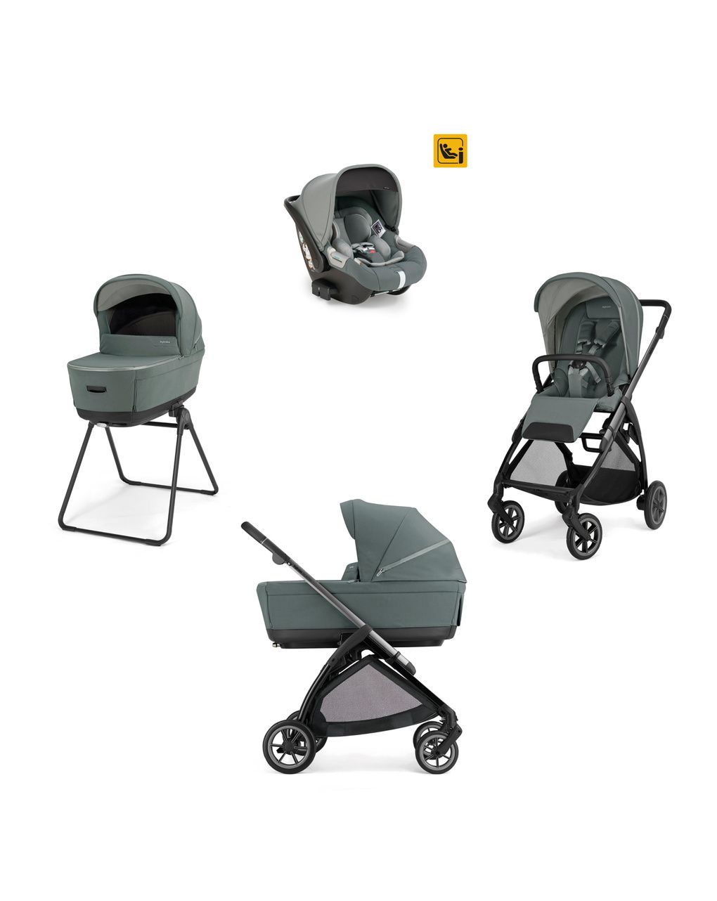 Electa system quattro - studio grey con telaio iron e seggiolino auto darwin infant - inglesina