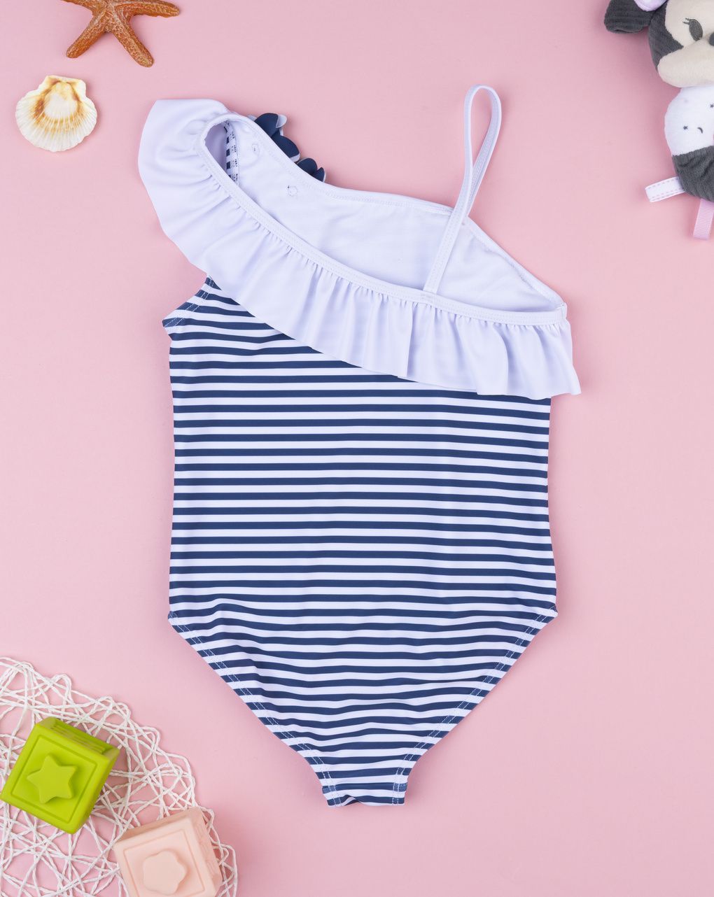 Costume intero bimba rigato bianco/blu