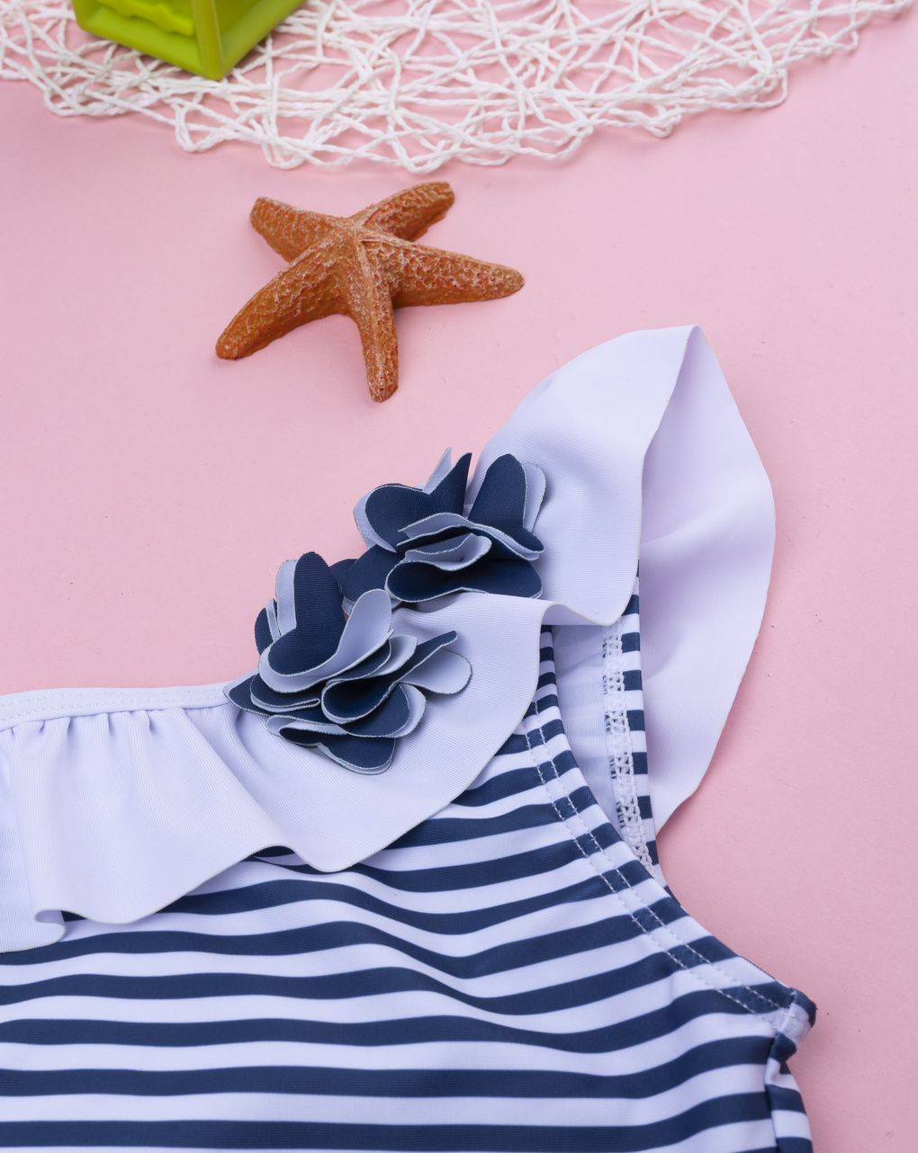 Costume intero bimba rigato bianco/blu