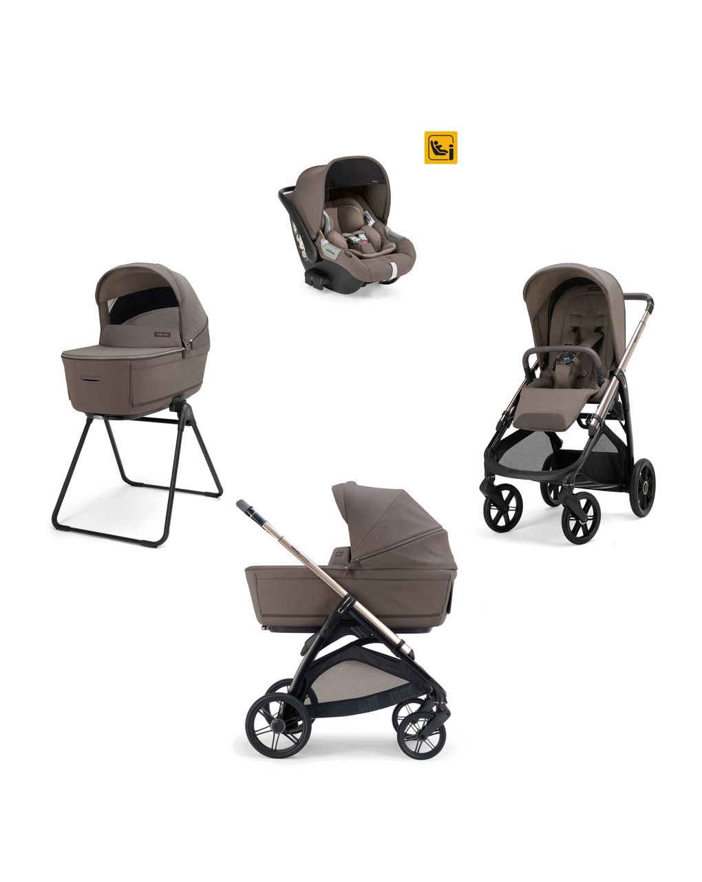 Aptica system quattro - essence mokka con telaio palladio e seggiolino auto darwin infant - inglesina