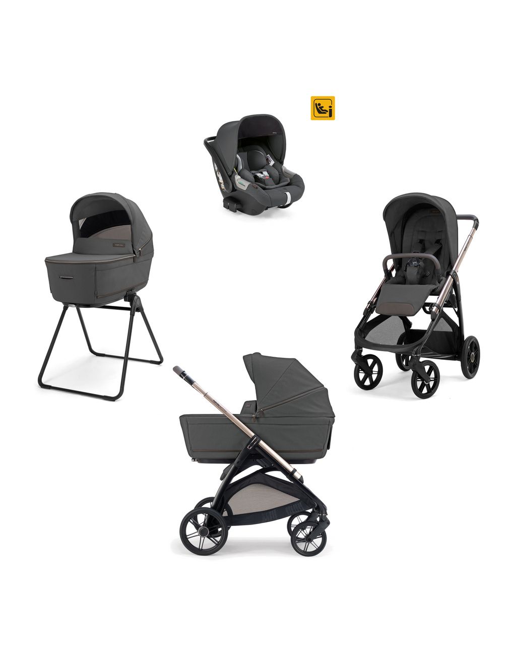 Aptica system quattro - marble grey con telaio palladio e seggiolino auto darwin infant - inglesina