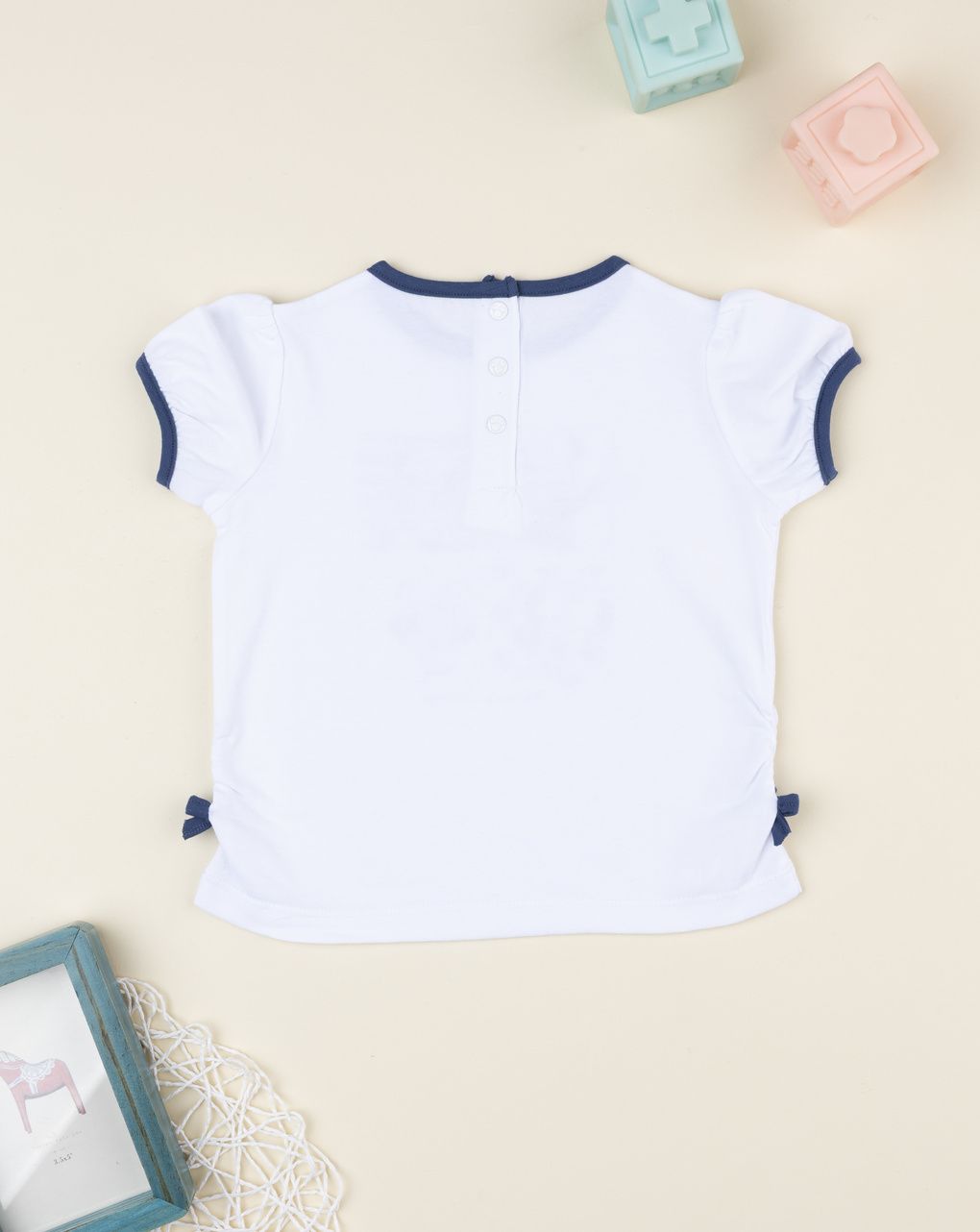 T-shirt bimba bianca minnie blu