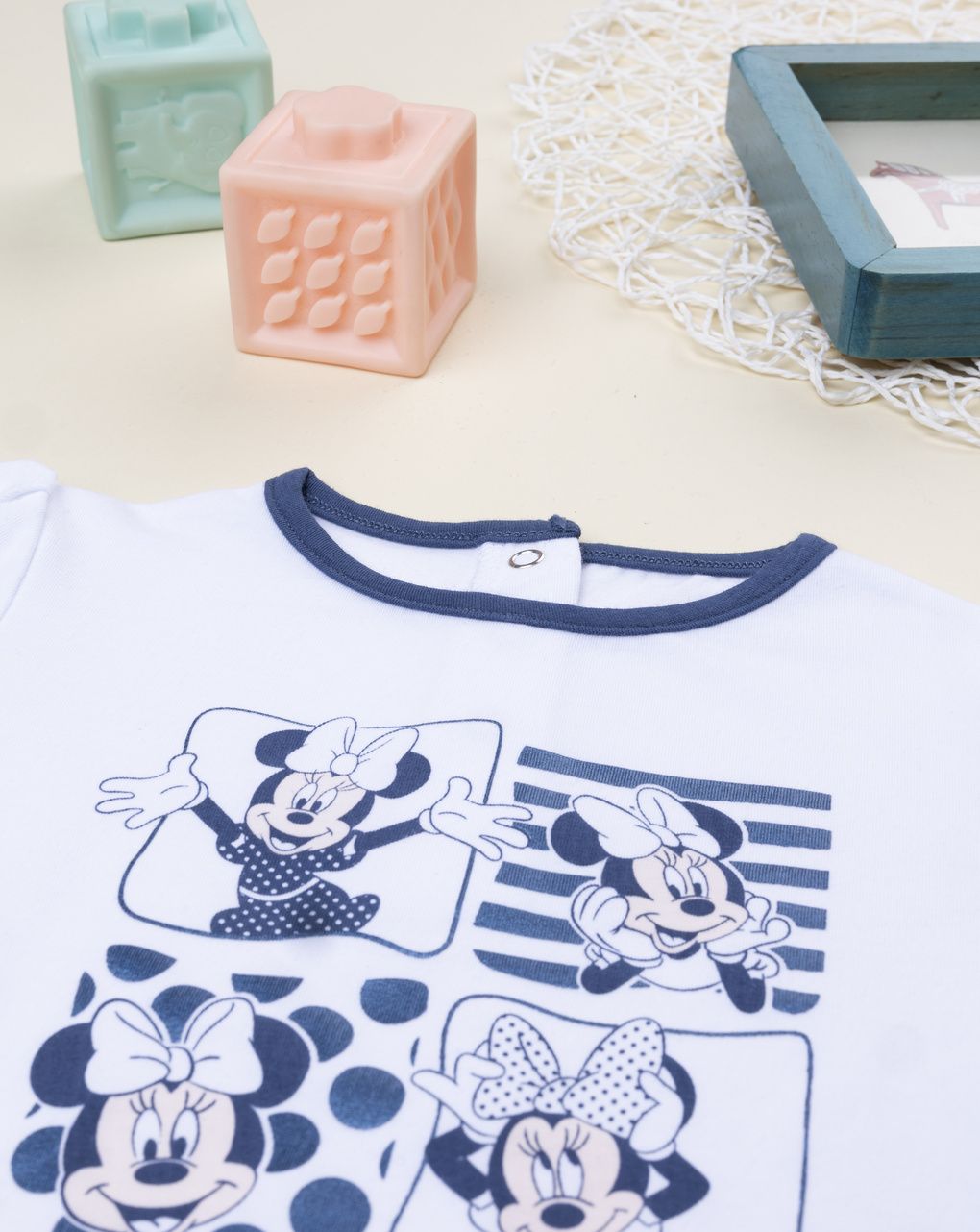 T-shirt bimba bianca minnie blu